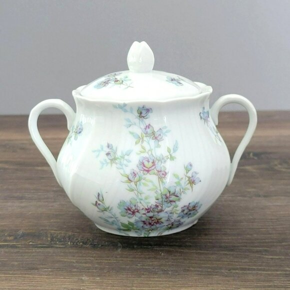 Bernardaud Other - Vintage Bernardaud Limoges Gabrielle Sugar Bowl & Lid, Shabby Chic Blue Floral